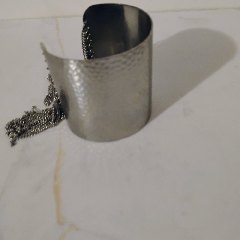 Cuff Bracelet with Chain Statement